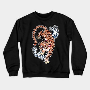 retro classic zodiac Tiger Crewneck Sweatshirt